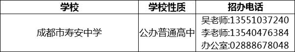 2024年成都市壽安中學(xué)招辦電話是多少？