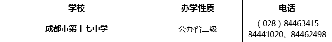 2024年成都市第十七中學(xué)招辦電話是多少？