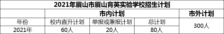 2024年眉山市眉山育英實驗學校招生計劃是多少？