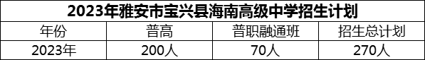 2024年雅安市寶興縣海南高級(jí)中學(xué)招生計(jì)劃是多少？