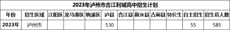 2024年瀘州市合江利城高中招生計劃是多少？