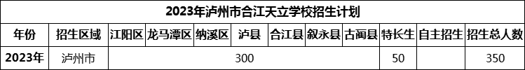 2024年瀘州市合江天立學校招生計劃是多少？
