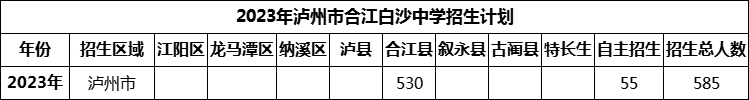 2024年瀘州市合江白沙中學招生計劃是多少？