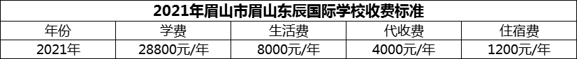 2024年眉山市眉山東辰國際學校學費多少錢？