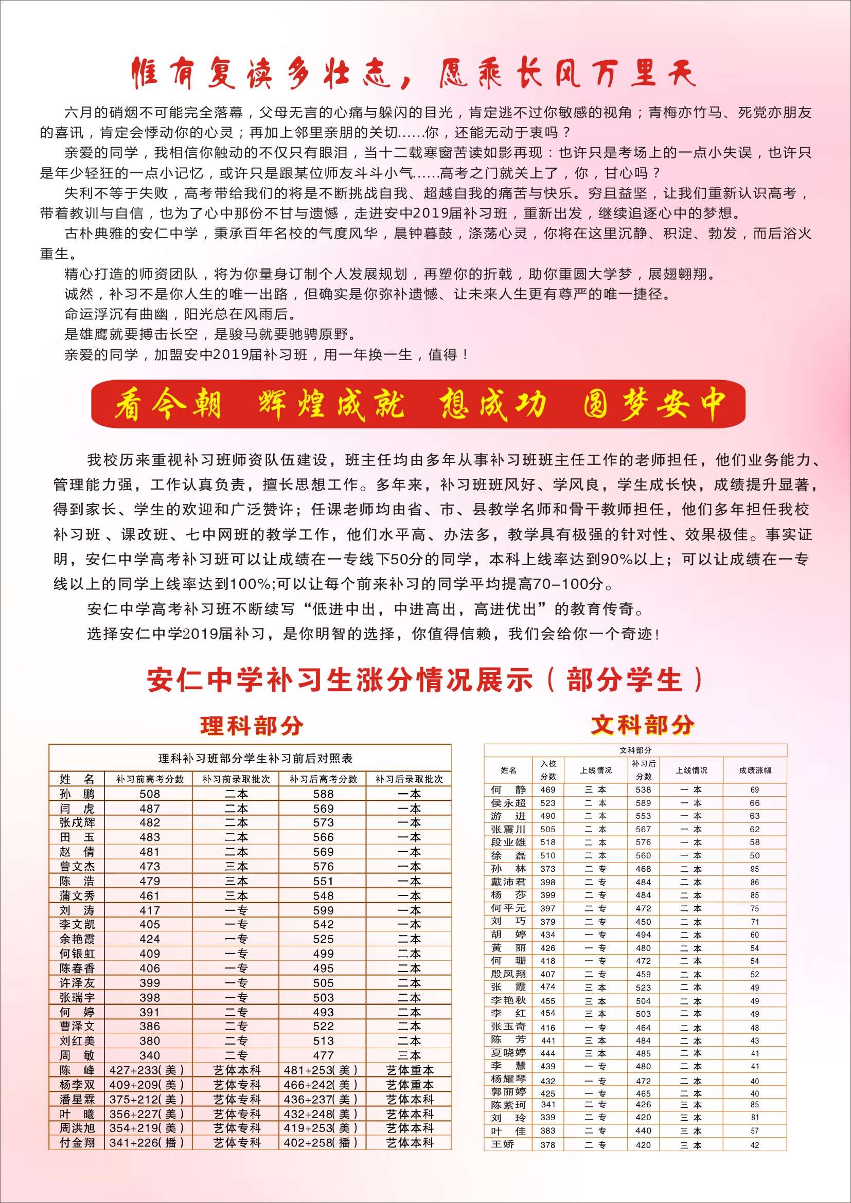 安仁中學(xué)2018年高三補習(xí)班招生簡章