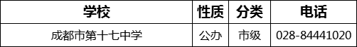 成都市第十七中學2022年招生電話是多少？